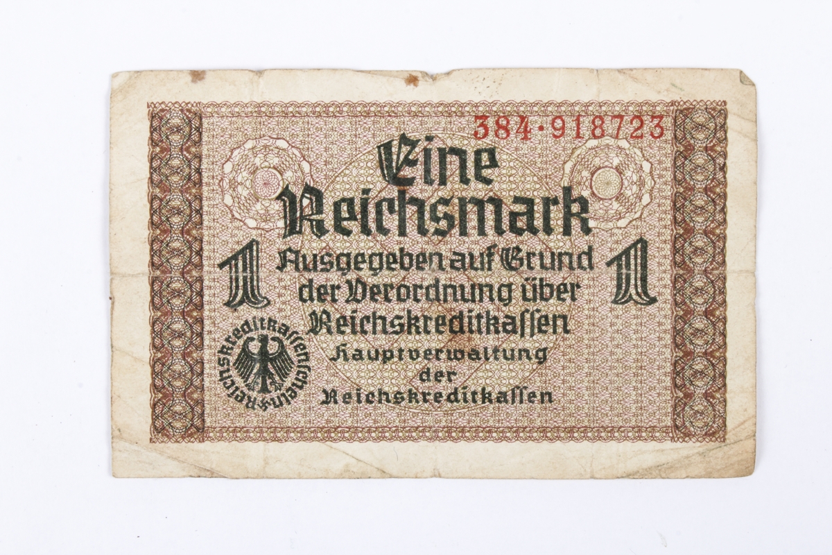 Tysk pengeseddel av type 1 Riksmark.