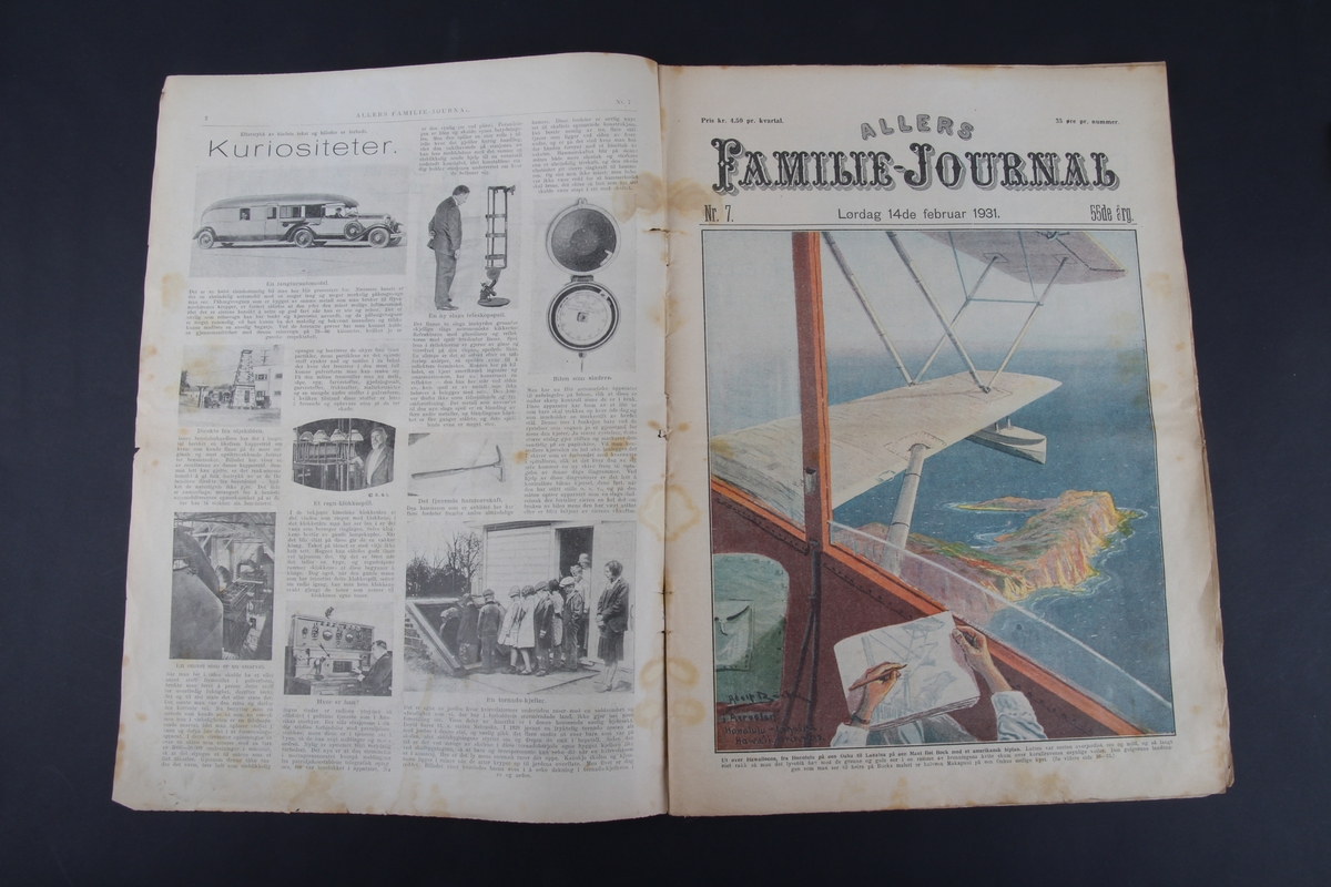 Magasin med rektangulær form som inneholder diverse artikler, tegneserier og reklame. Dette er Nr. 7, 1931