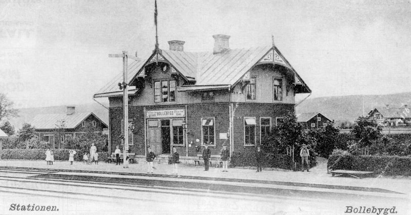 Bollebygds Järnvägsstation från ett vykort sänt 21:e november år 1900.