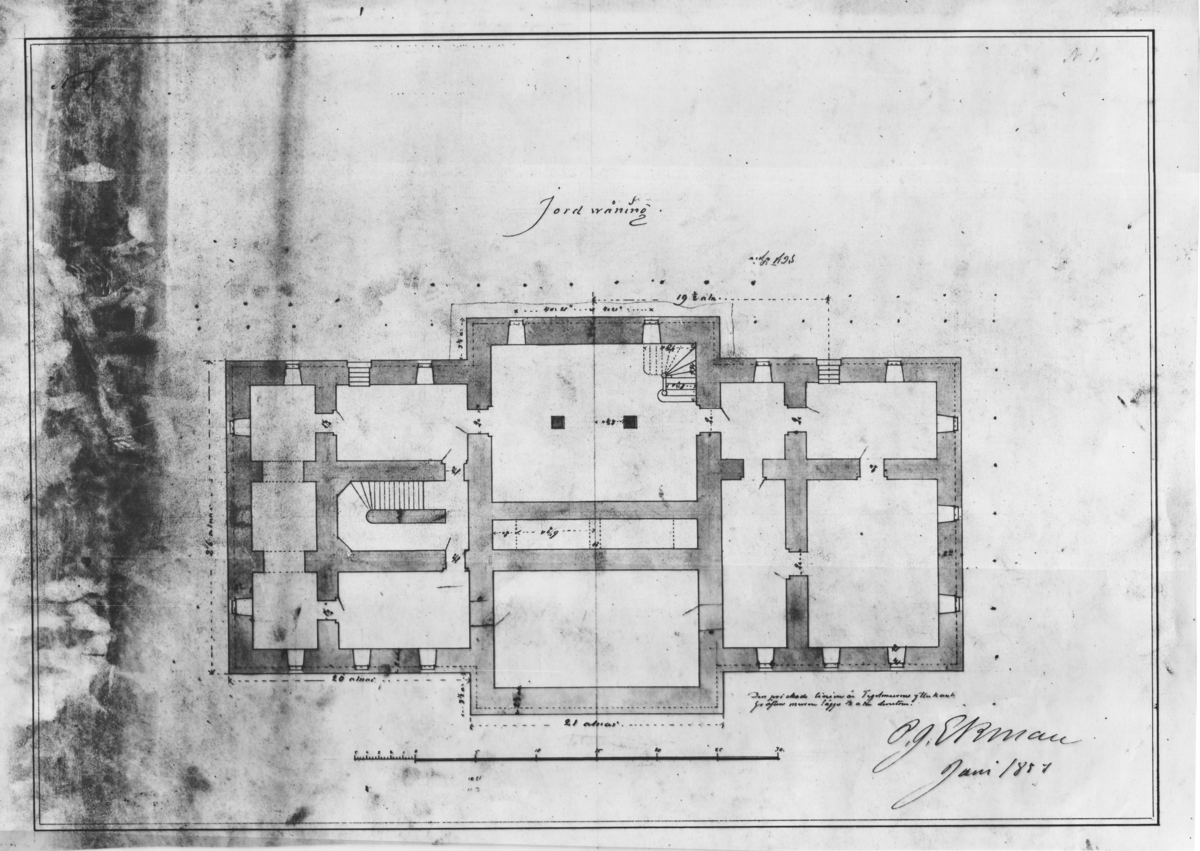 Ritningar Västerås rådhus upprättade år 1855-1856, jordvåning. Se ...