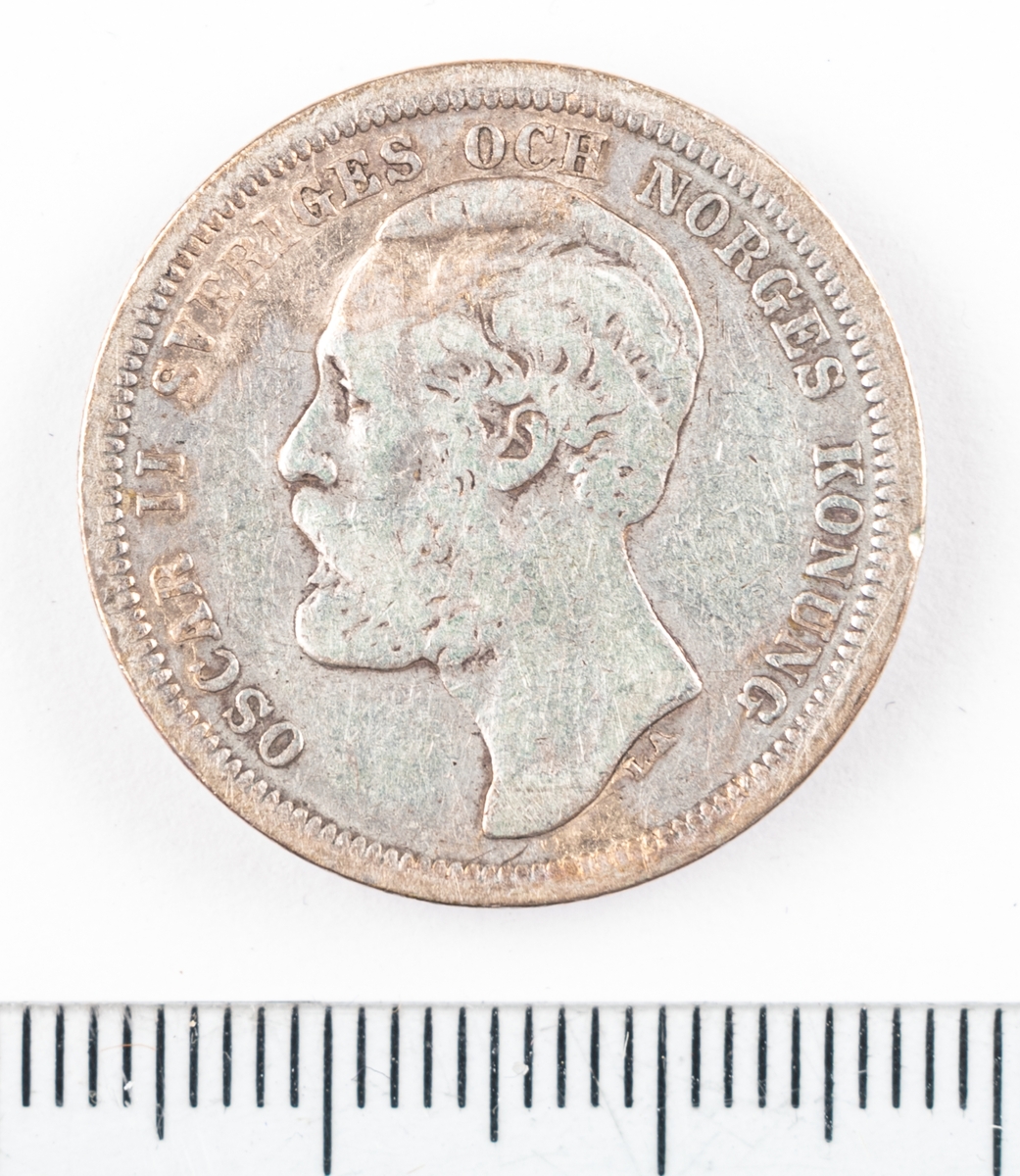 Mynt, Sverige, 1 krona, 1889.