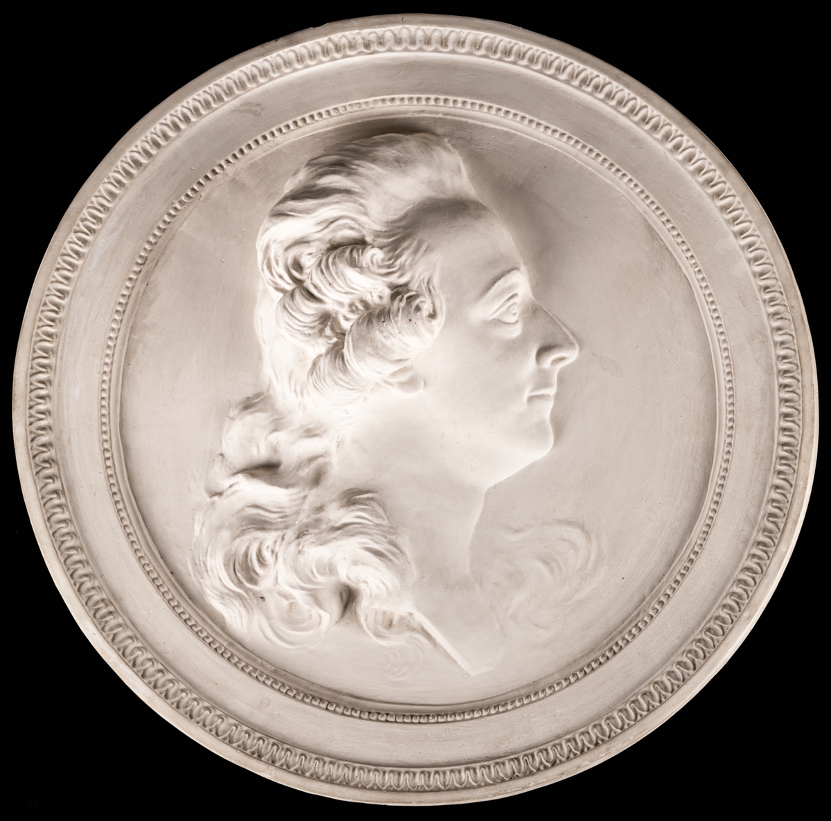 Medaljong, gipsavgjutning av Gustav III-bild.