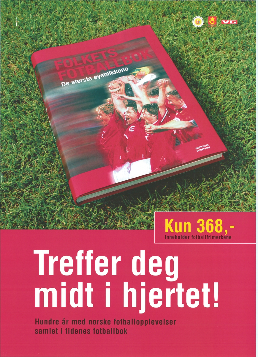 Plakat med fotomotiv av en bok på en gressmatte og tekst.