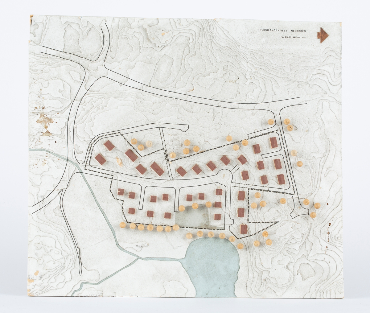Modell av planlagt boligfelt i terreng (Nesodden).
