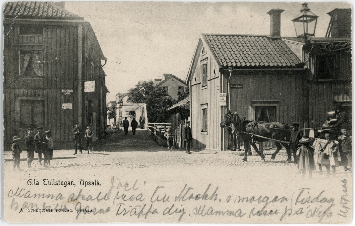 Brevkort - korsningen Svartbäcksgatan-Skolgatan, Uppsala före 1901