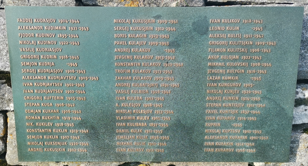 I forbindelse med en større renovering av Tjøtta sovjetiske krigsgravplass i 2015–2016 ble det reist 84 navneplater i bronse med navn på i alt 4800 av de som er gravlagt på gravplassen. Eikner Naturstein leverte navneplatene og steinarbeider til prosjektet. Platene er støpt av firmaet Strassacker Kuntgiesserei.