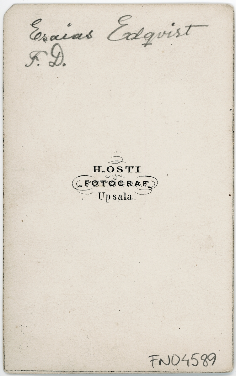 Kabinettsfotografi - filosofie doktor Esaias Edquist, Uppsala 1864