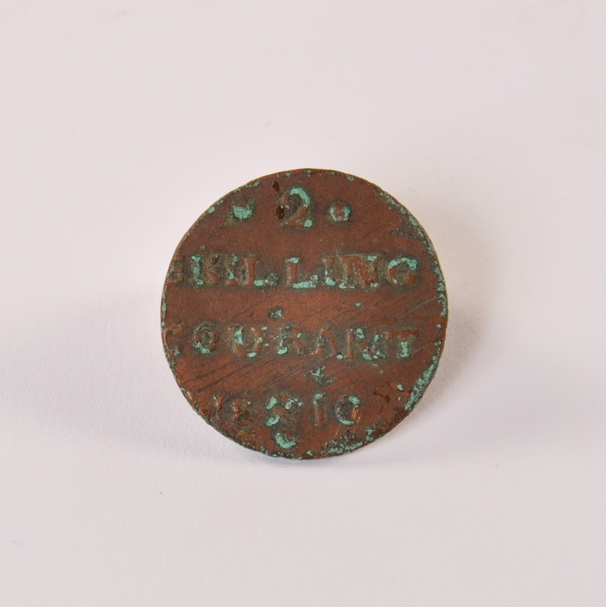 Mynt av kobber. 2 skilling courant 1810, Fredrik VI