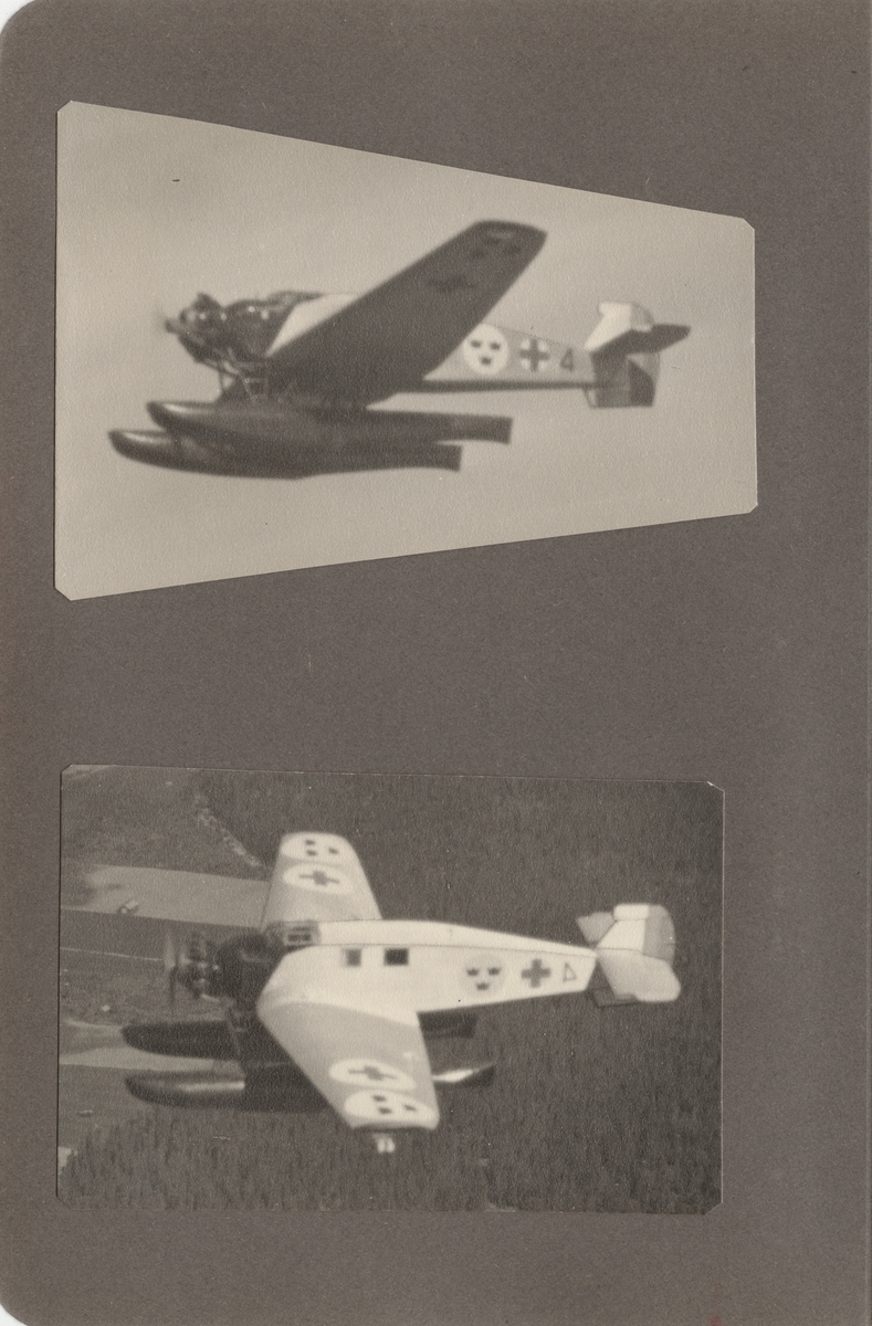 Ambulansflygplan Trp 2, Junkers W 34 märkt nummer 4 i luften. Flygbild, vy nedifrån.