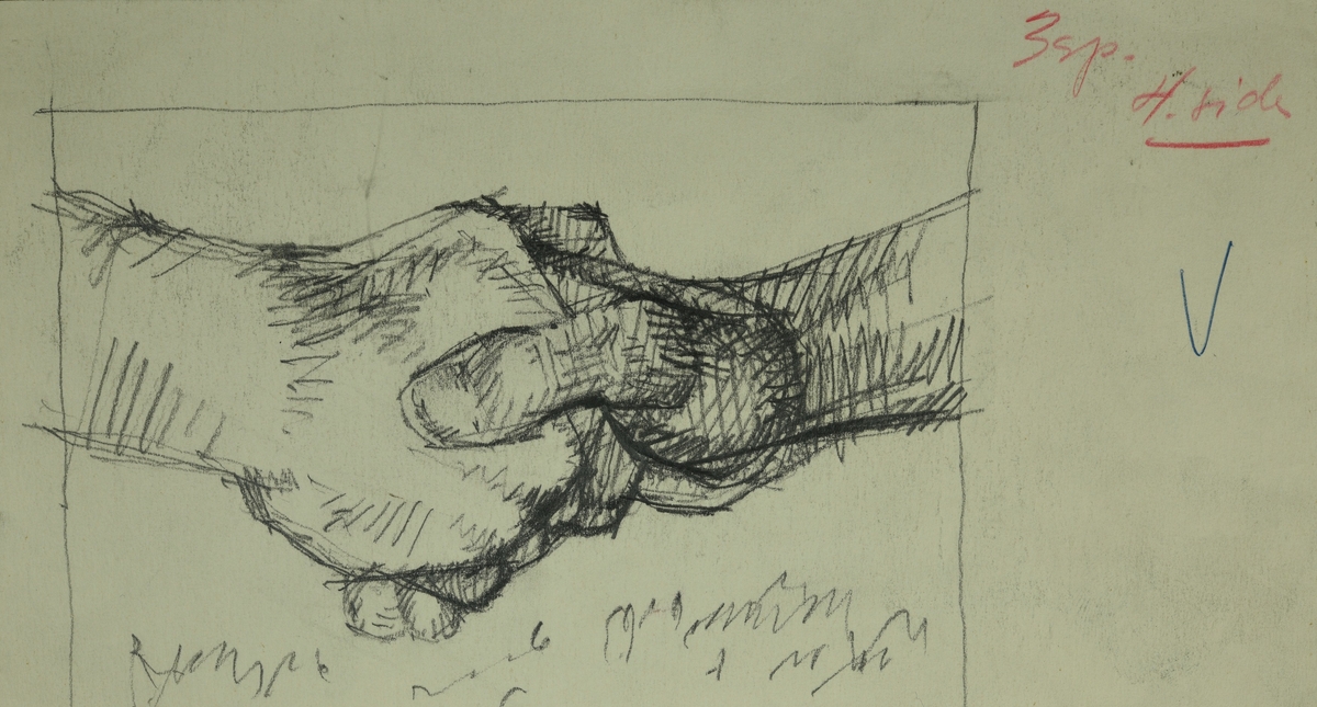 Skisse av to hender i et håndtrykk