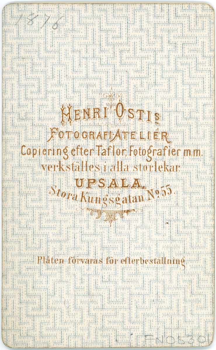 Kabinettsfotografi - Torborg Graeve, Uppsala 1876