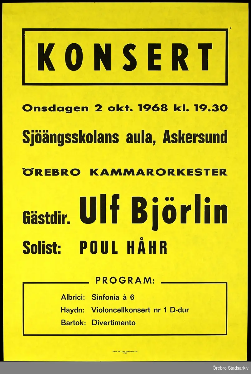 Solist Poul Håhr, Dirigent Ulf Björlin