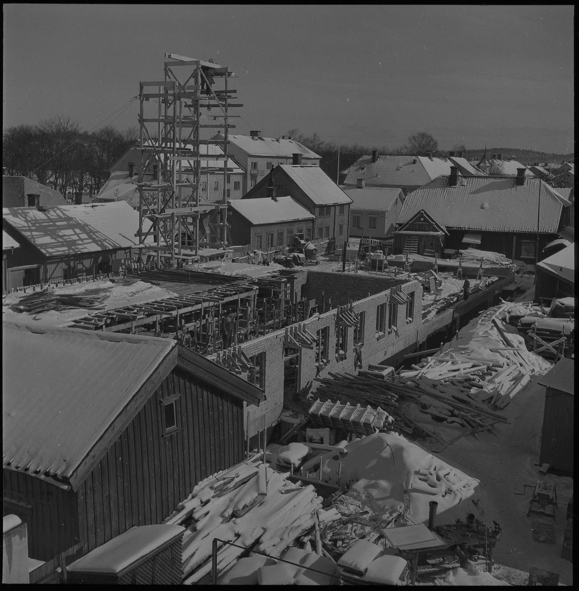 Nybyggnation i Kv Jägaren, mars 1951