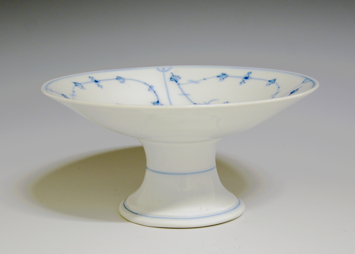 Stettfat av porselen med hvit glasur. Dekorert med stråmønster i blått.

Modellnr: 15.2
Finnes i priskuranten for 1909