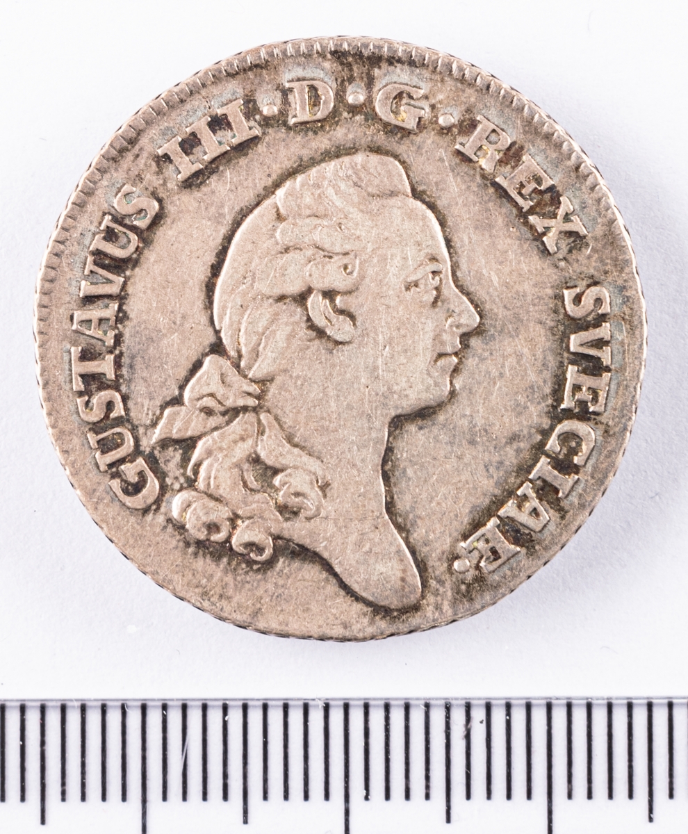 Mynt, Sverige, 1/3 riksdaler, 1daler s.m, 1777.