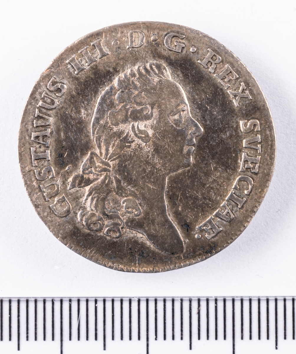 Mynt, Sverige, 1/3 riksdaler, 1daler s.m, 1778.