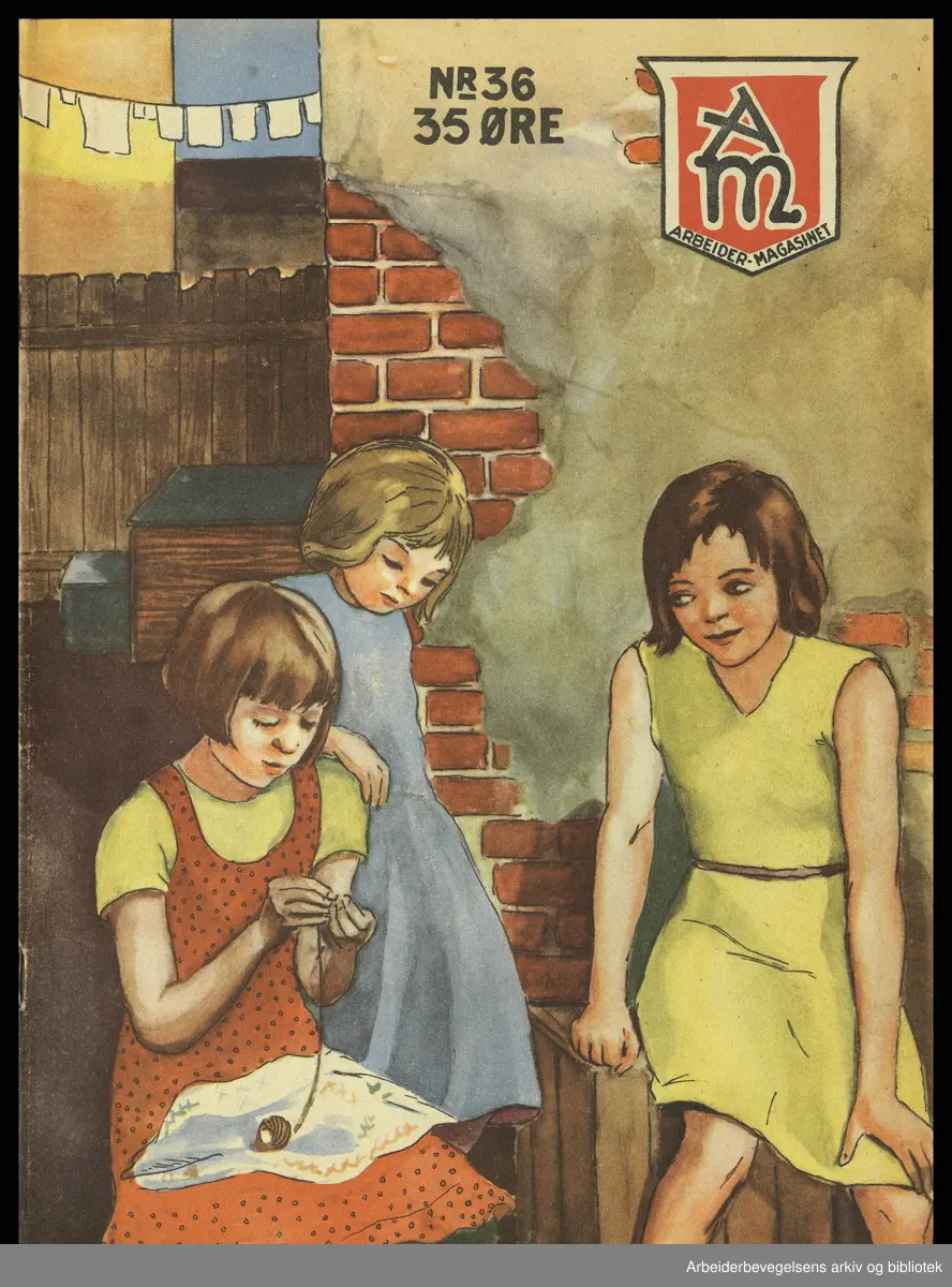 Arbeidermagasinet - Magasinet for alle. Forside. Nr. 2. 1935. Tegning ...