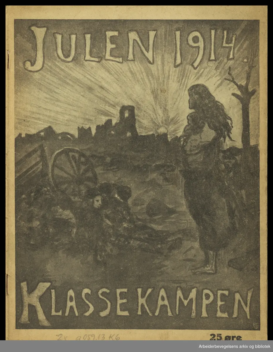 Klassekampen. Julen 1914. Forside. Julehefte. Organ for Norges socialdemokratiske ungdomsforbund. Usignert illustrasjon..