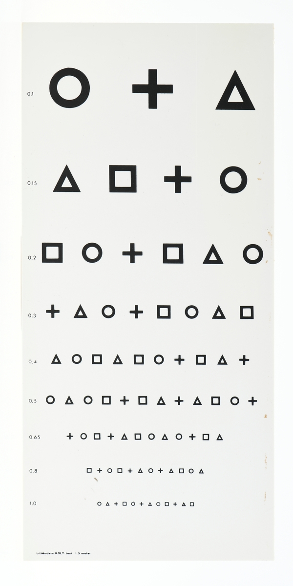 Ensidig synstavle med 4 symboler gjentas i ulike størrelser og rekkefølge.