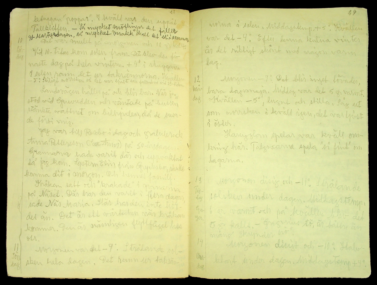 Dagbok skriven år 1956 av Rällsjö Brita på Rällsjögården i Bjursås socken. 
Innehåller bl.a. anteckningar om väderlek, fågelobservationer och diverse händelser (järnvägsolyckor m.m)