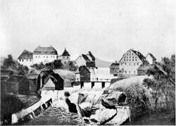 Gamle sagbruk ved Beierbroen omkring 1820-1830
