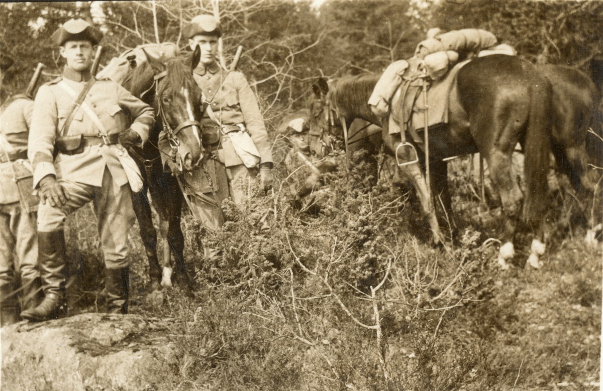 Soldater vid skogsbryn.