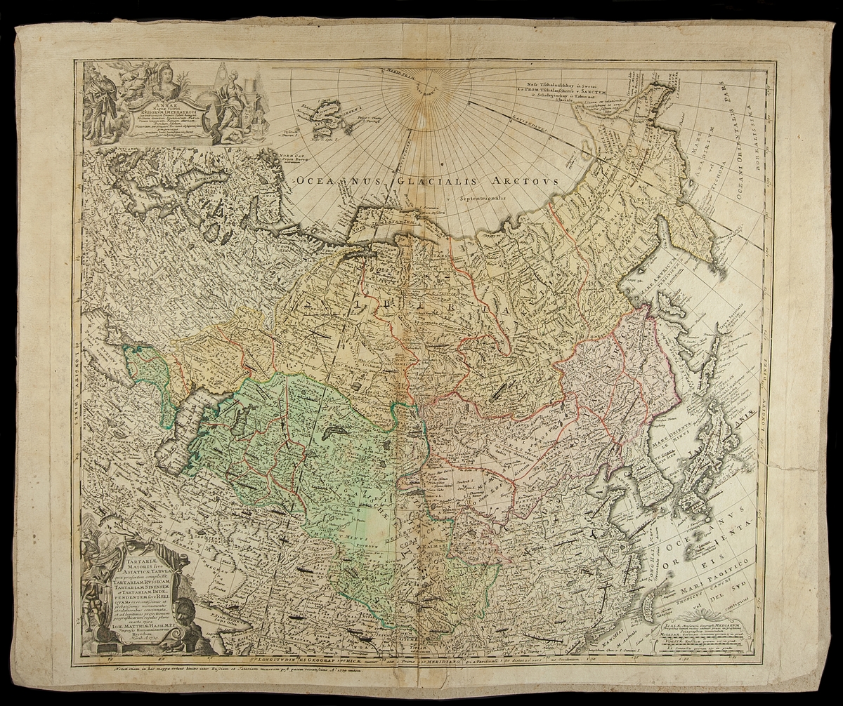 Karta över Ryssland och Norra Ishavet. Daterad 1730.