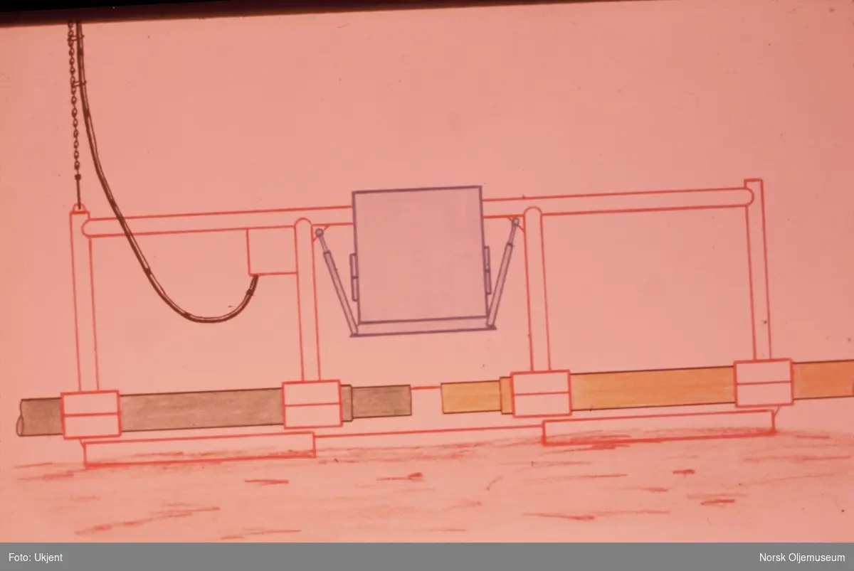 Tegninger av scenarier for hyperbarisk reparasjon av rør på dypt vann.