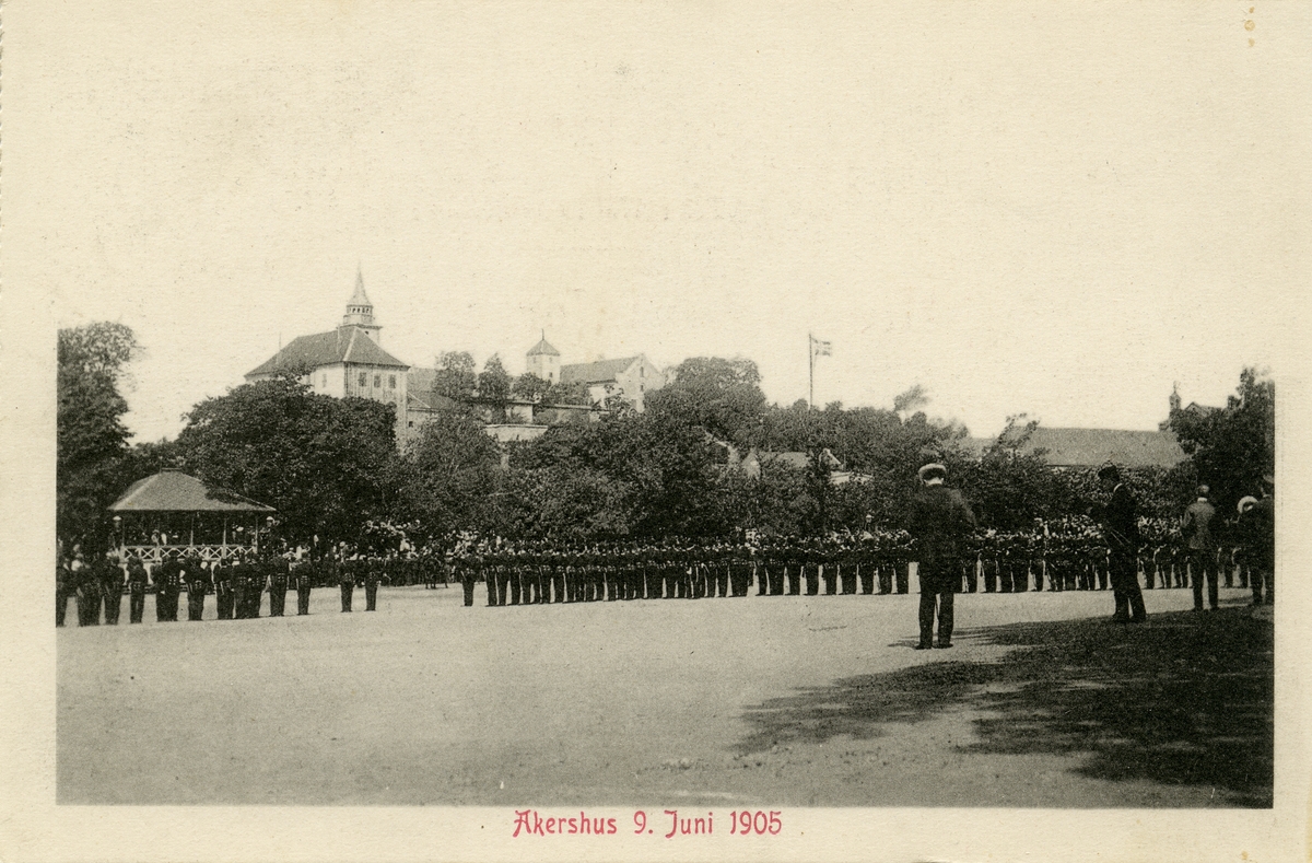 Postkort: "Akershus 9. juni 1905"