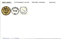 Stempelkatalog, 2624 Bødal. Lillehammer postkontor. Gausdal 