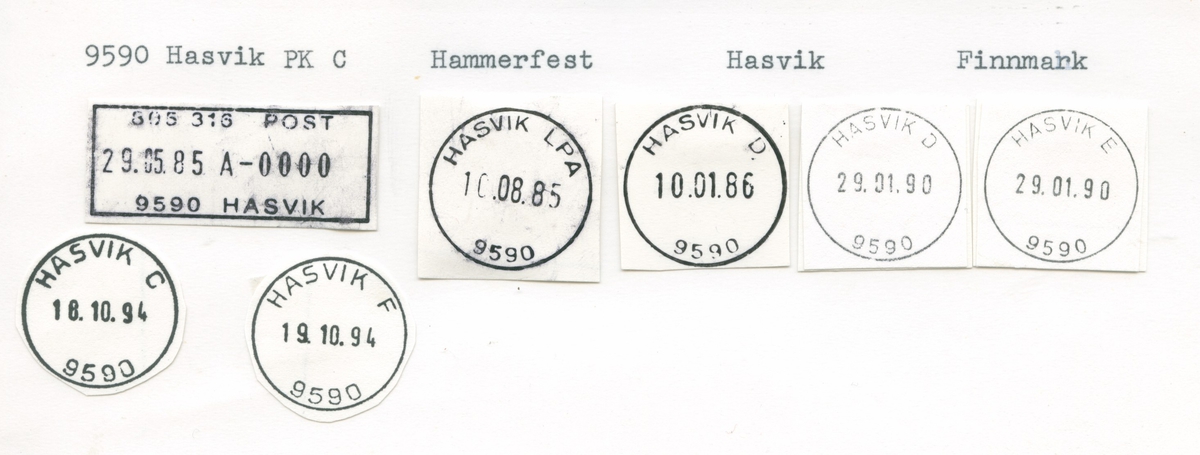 Stempelkatalog, 9590 Hasvik, Hammerfest postk., Hasvik komm,Finnmark