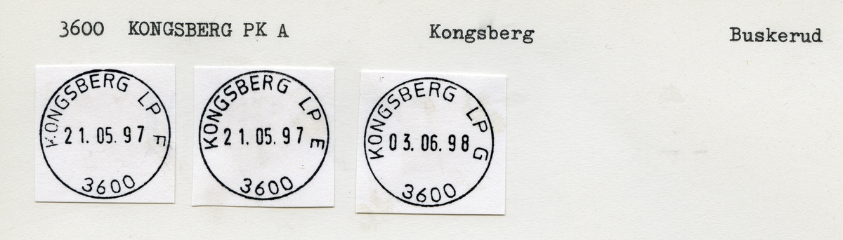 Stempelkatalog 3600 Kongsberg, Kongsberg kommune, Buskerud