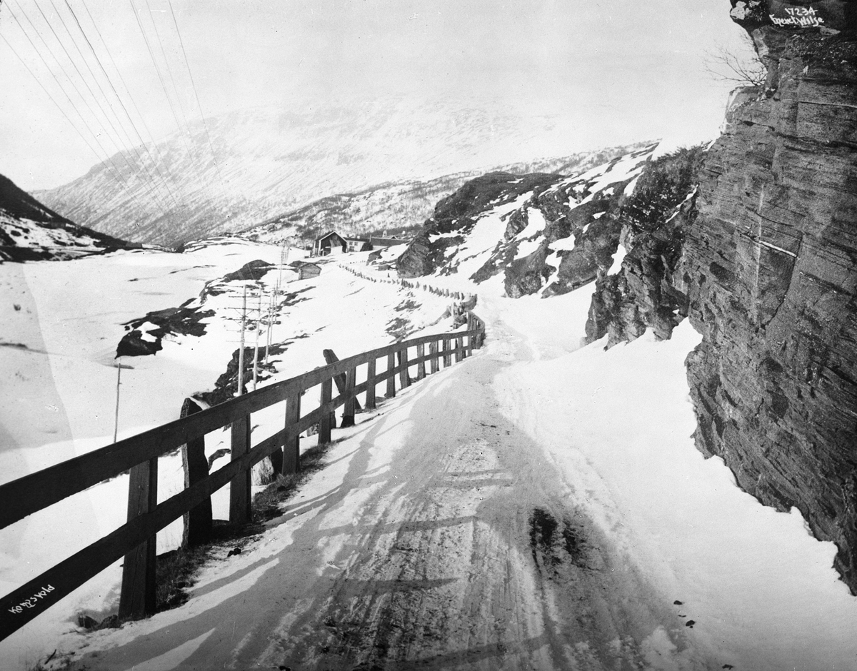 Veien nordover mot Kongsvold Fjeldstue i Drivdalen, Oppdal, Trøndelag, 1915.