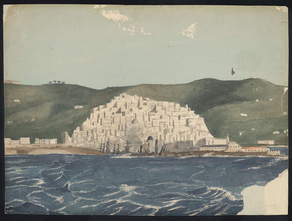 Alger målat från engelskt skepp på väg till Indien 1846.