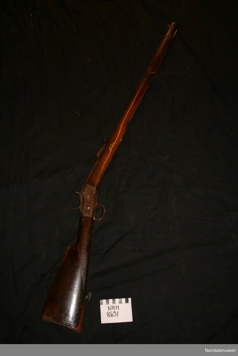 Remington M1867 ver den første riflen med faste patroner. Den ble godkjent til bruk i den norske forsvaret og levert dit fra 1867 til 1883. Dette geværet er nok modifisert privat da lengden ikke er lik den opprinnelige på 135,5 cm.