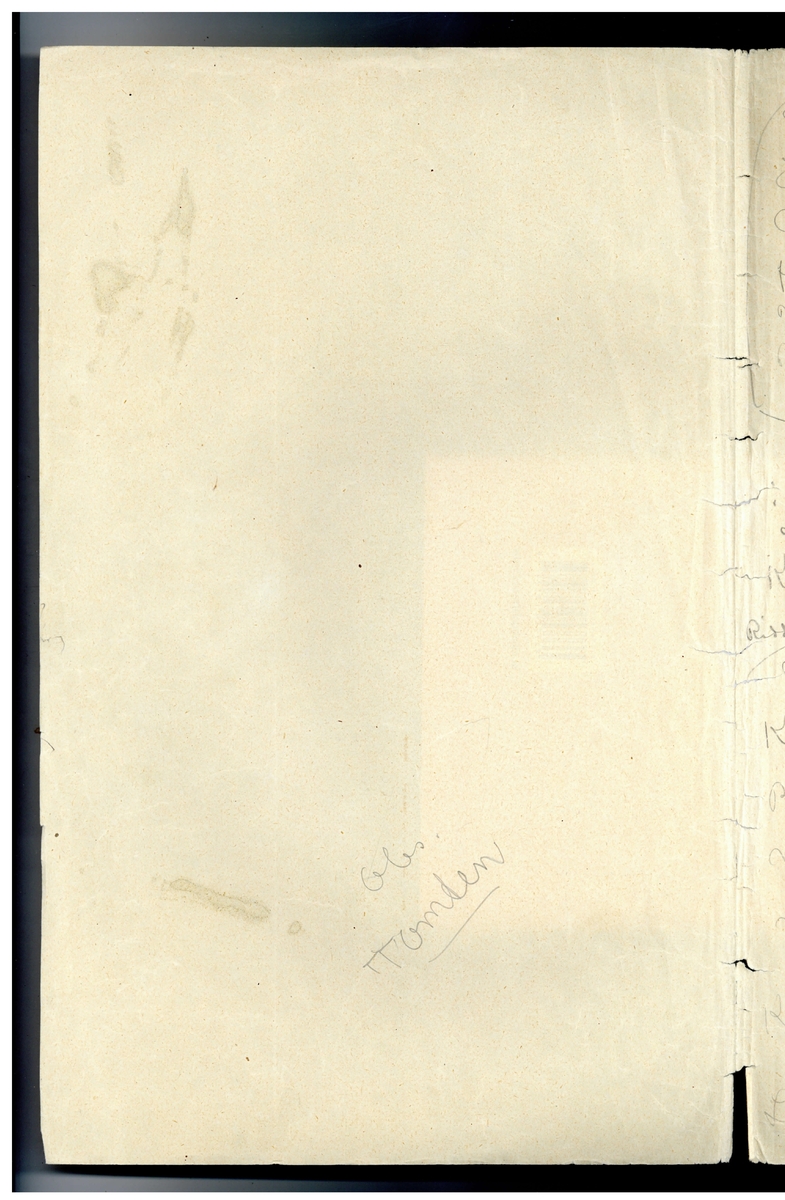 Manuskript, synopsis för "Prinsessan med trollöron" av John Bauer 1915, bestående av åtta sidor skrivna på fram- och baksidan av tåv vikta pappersark. Huvudsaklig skrift handskriven med blyerts och svart bläck. På sjätte sidan finns en skiss av ett troll. 
.
BREVAVSKRIFT:
.
[Sida 1]
Prinsessan
med
Trollöronen
Förslag
till
sagospel på Skansen
sommaren 1915.
.
[Sida 2]
Obs. Tomten
.
[Sida 3]
II
Ho Ho Ho - [överstruket: Små krypen] Ingen eld i berget
[överstruket: aldrig mera narra Dunseklamp.]
Rep säcken Mum Mum
[skrivet till höger och överstruket: -- -- du din krona
-- --
Tunga gullekronor finns många
i berget]
[överstruket: Nu lilla] (sippa hvit)
[inringad: 2]
Kryp i säcken . (blir du p---? i berget.
(Han fattar säcken för att bara
bort prinsessan) säta trollöronen på henne
f--? med oronen Så grann du är så grann 
du är
dansar [inringad: 1]
[understruket: Småtrollen]
-Dunseklamp Dunseklamp
Klampa och dunsa till ditt
berg. Dvärgarna röfva dina
skatter -
Dunseklamp släpper säcken och
rusar in i skogen
Scen VI
Huldrorna och småtrollen
komma fram X
[skrivet till höger: X Småtrollen undersöker henne
nyfiket. Huldrorna fingra
på hennes klädning. De dansa
kring henne. Sång]
[överstruket:Sem]
Prinsessan vågar titta på dem
med ett öga.
[överstruket: skogsfrun kommer]
En huldra [överstruket: skadar sin fot]
-gif mej dina skor
-gif mej dina skor -
de and Gif vår syster henne din skor
Prinsessan ger henne skon Huldrorna dansar bort i 
bakgrunden
[överstruket: En huldra fryser.]
-Gif oss din klädning 
Småtrollen
vi fryser i ---?
---?
5
.
[Sida 4]
[skrivet till vänster:
Liten sessa utan
krona och skor
lita på oss som i 
skogen bor
lita på oss som
i skogen bor.]
Prinsessan gifver [överstruket: henne] trollen sin
klädning
[understruket: småtrollen] som i skogs
brynet vaktat för Dunseklamp
varnar
- Dölj er Dölj er Dunseklamp
klampar i skögen -
”alla försvinna”
[inritad pil med texten: Sjungande]
Dunseklamp (kommer)
VII
Ho Hohoho -
[understruket: Gulleklumpsar, Silfverklumpar]
alla lågo där de skulle.
Hohoho [överstruket: småkrypen narra]
Dunseklamp -
mum mum
Liten Liten prinsesseklump
inte har du nån trollerump
[understruket: mum mum]
[skrivet till vänster: Han tar fram en 
svans [överstruket: som]
([överstruket: Han tänker] sätta trollsvans
på prinsessa och profvar
hur den skall sitta.
Prinsessan gråter)
-Mum Mum så grann du
blir så grann du blir.
Alla huldrorna och skogsfrun
.
[Sida 5]
komma och
dansa kring honom.
-Mycke guld har Dunseklamp
men perlor har han inga - 
”          ”        ”        ”
De strö perlor framför
honom - han glömmer
prinsessan och börjar fort blocka
Huldrorna dansa bort
altjemt ströende perlor
D. följer
Småtrollen efter dansande och
skrattande
VIII
Prinsessan är ensam
utan ---? skor och kädn-
hon stapplar gråtande fram
mot gården -
Man hör huldrornas röster
i skogen (Trädalfen visar var) [skrivet till höger: Obs
Träd [överskrivet: alfver flickor
(valer)]
Stackars den lilla sessan
”     ”     ”     ”
P. satte sig gråtande dåld
bakom [överskrivet: ??] stugtrappan
Huldran kommer skrattande
in [överstruket: på] Dunseklamp (ef--?) -
lill-säcken full med kulor
7
.
[Sida 6]
Granna klara perlor -
Tömmer säcken på marken
endast lite vatten rinner ut
Huldrorna skratta
- Dunseklamp har plockat dagg
”        ”        ”         ”
[överstruket: : Se i stora säcken din
Dunseklamp [inskrivet: ser den ut så] [överstruket: skumpar omkring
förtviflad]
Huldrorna
- Se i stora säcken din
Liten sessa len och fin
finns ej mer i säcken din -
Dunseklamp undersöker säcken
vänder den upp och ned
Huldrorna forsvinna
Ännu mer fortviflad skumpar
han omkring och rifver sitt hår - x
[inskrivet till vänster: x rasande hoppar han jamfota]
Huldrorna håna och skratta
Dunseklamp snurrar rundt
med händerna för öronen
och rusar bort. -
[inskrivet till vänster: -Voj voj stor skallk--? 
pinglar
voj voj så det låter.
[understruket:  Prinsessan sjunger en visa]
8
.
Not: på sidan finns en skiss av ett troll
.
[Sida 7]
stämpel: JÖNKÖPINGS LÄNS MUSEUM
P--?
[all text överstruken från översta till sista raden]
Riddarn hoppar av
hästen
sätter kronan på 
prinsessans hufvud (--?
fa--? fa-t
Pr--? Mats -
Pappa kung
o.s.v.
Petter[?]
Hade jag bara vetat 
att det var prins--?
så - 
209
.
[Sida 8]
Samma bild som föregående, sida 7