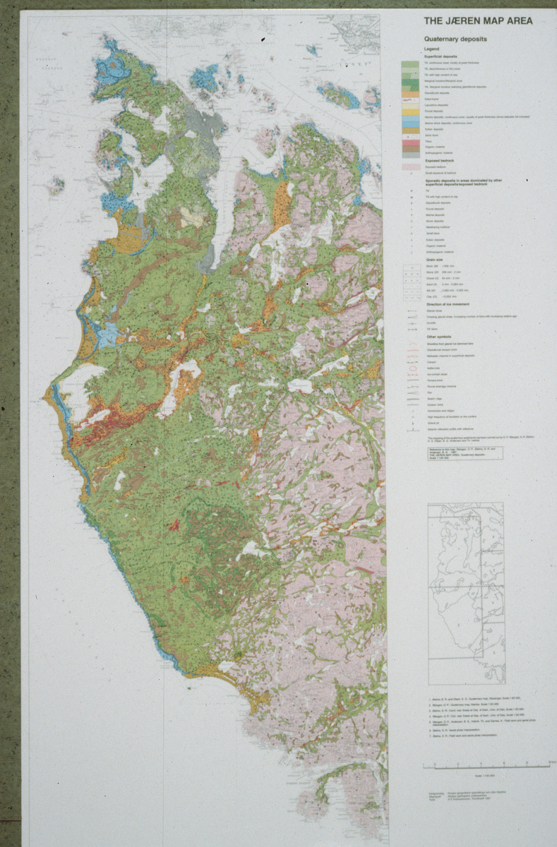 Kvartærgeologisk kart over Jæren. - Arkeologisk museum, Universitetet i ...