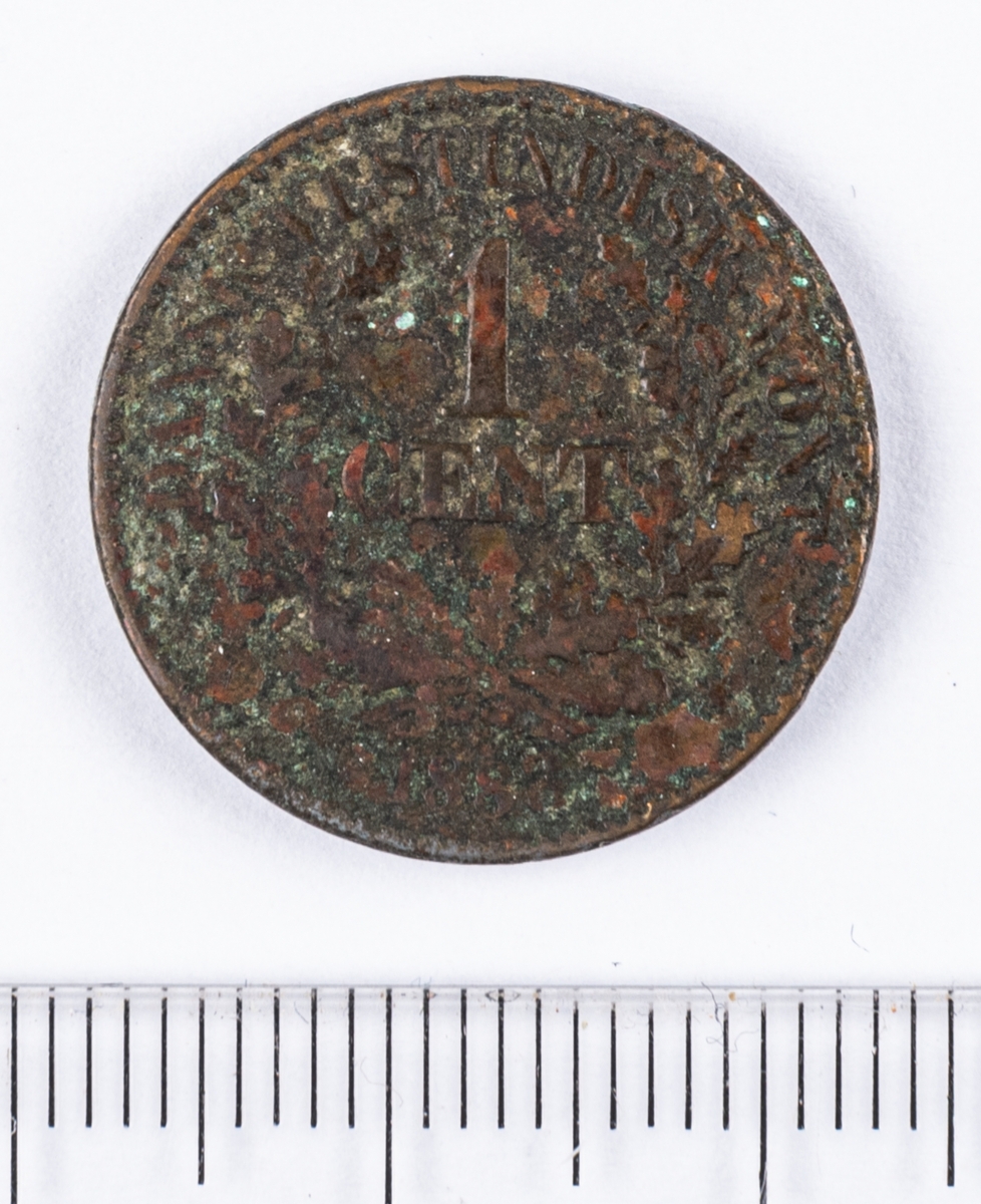 Mynt, 1 cent, 1883, Danska Västindien,