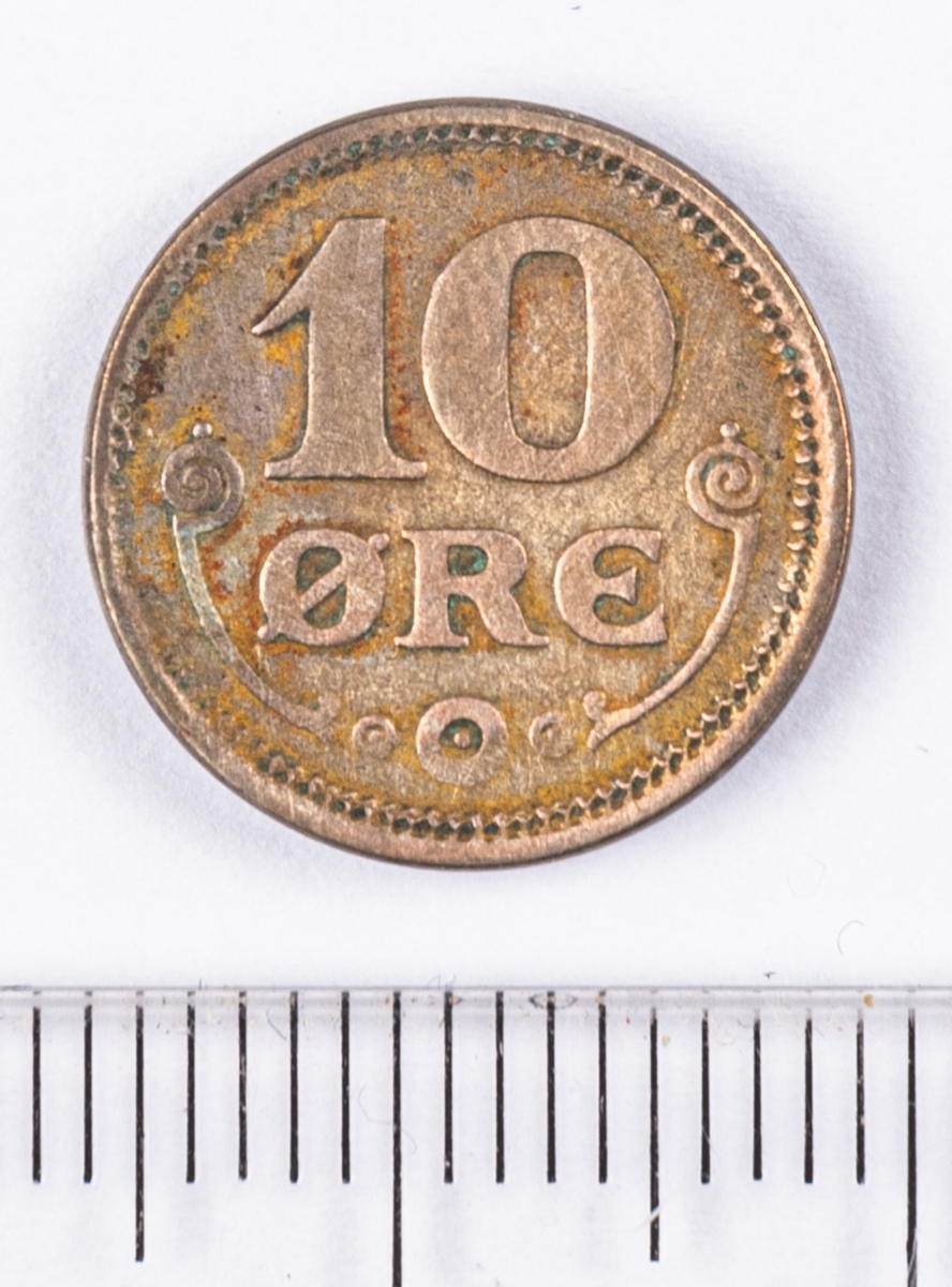 Mynt, 10 öre, 1918, Danmark.