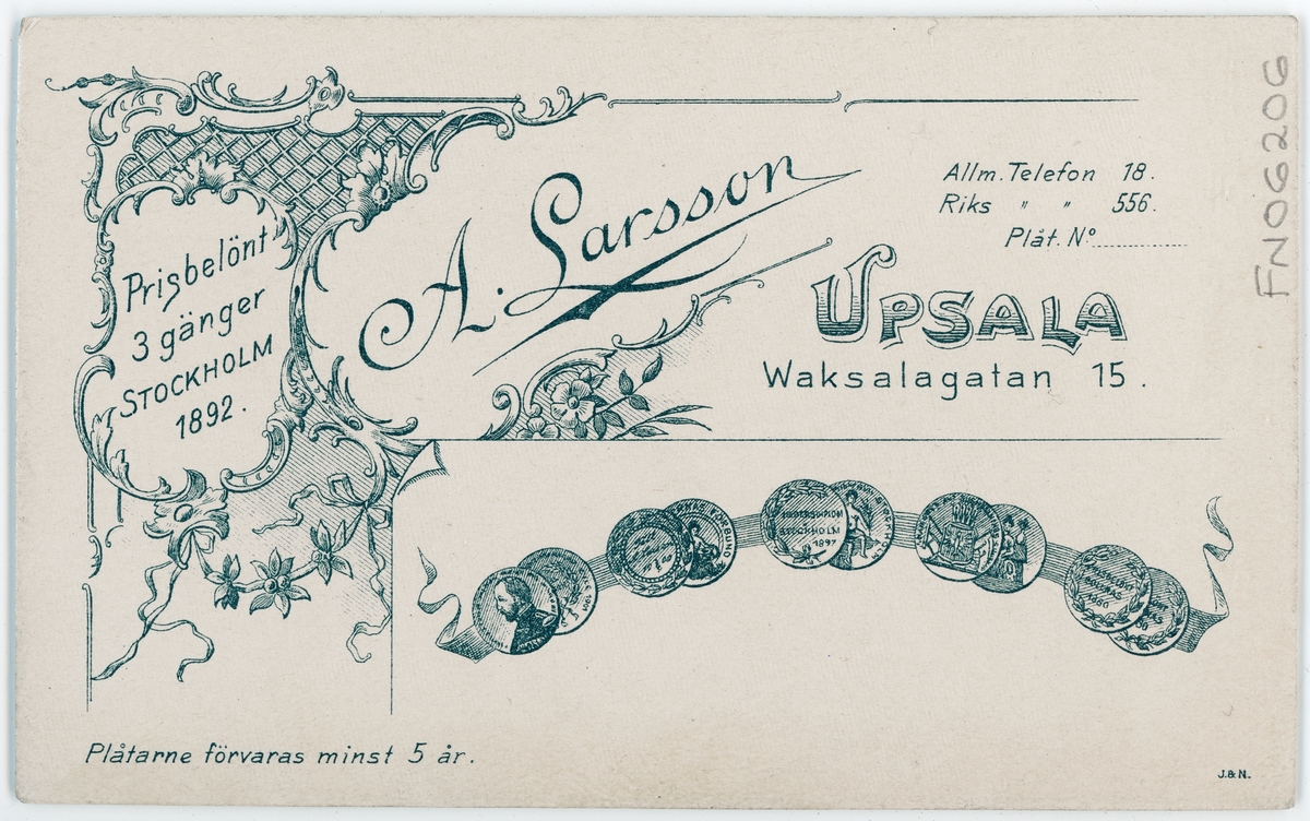 Kabinettsfotografi - E A Wiman, Uppsala 1905