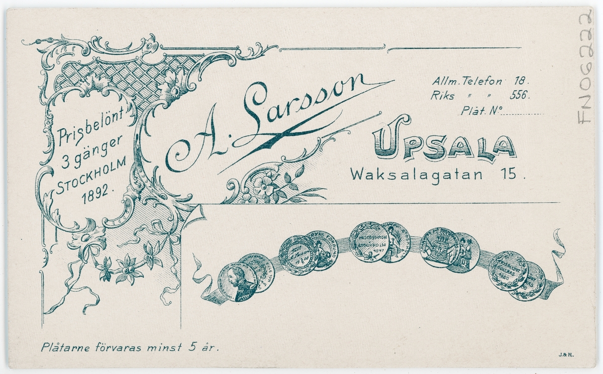 Kabinettsfotografi - J J Thorsén, Uppsala 1905