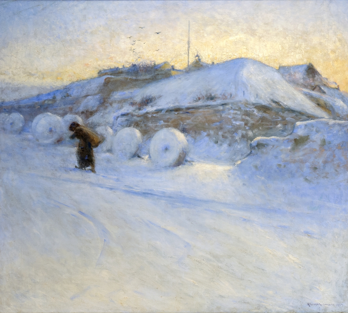 Varbergs fästning i vinterstorm