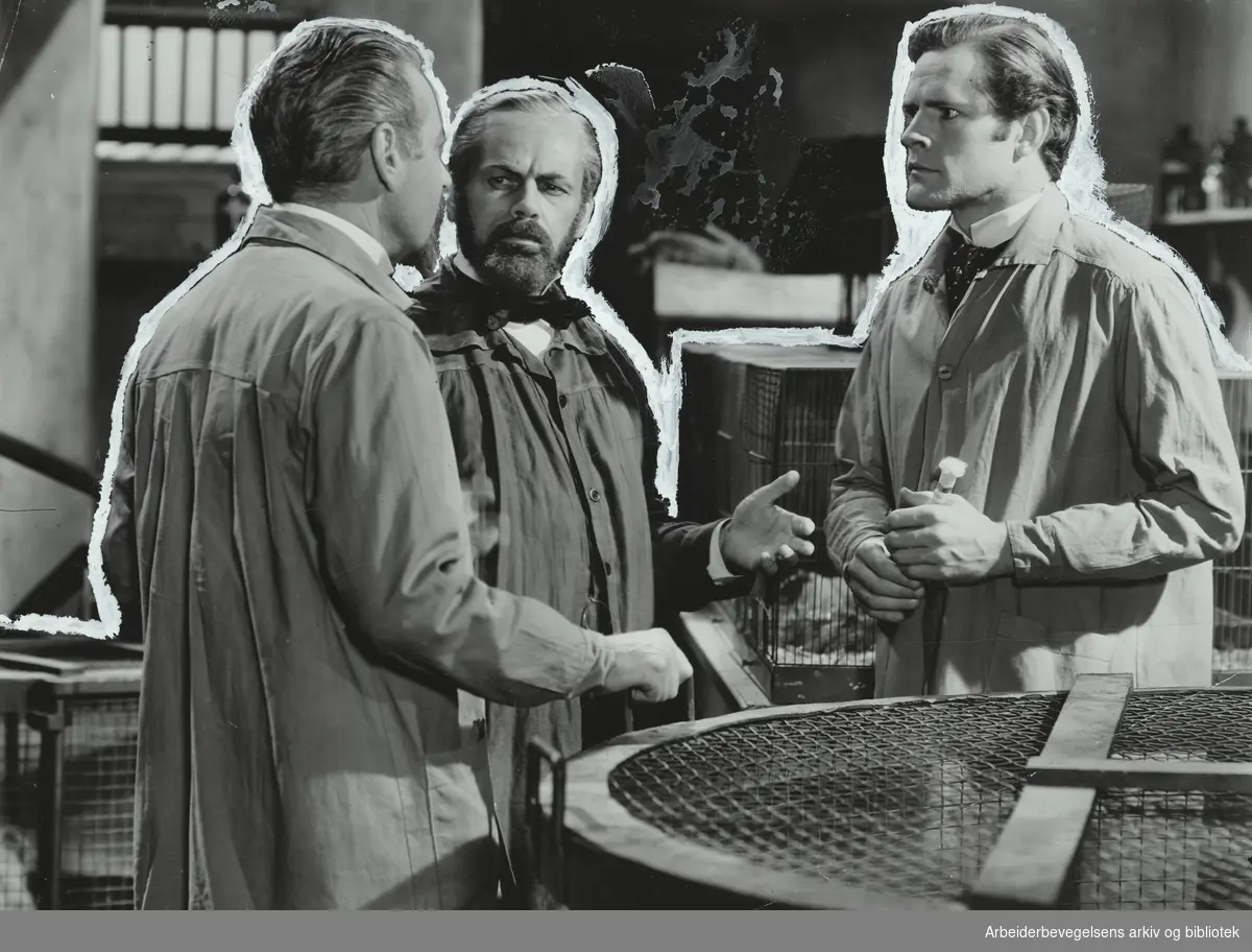 Scene fra filmen "The Story of Louis Pasteur" fra 1936, med Paul Muni i hovedrollen. Regi William Dieterle. Arbeidermagasinet/Magasinet for Alle