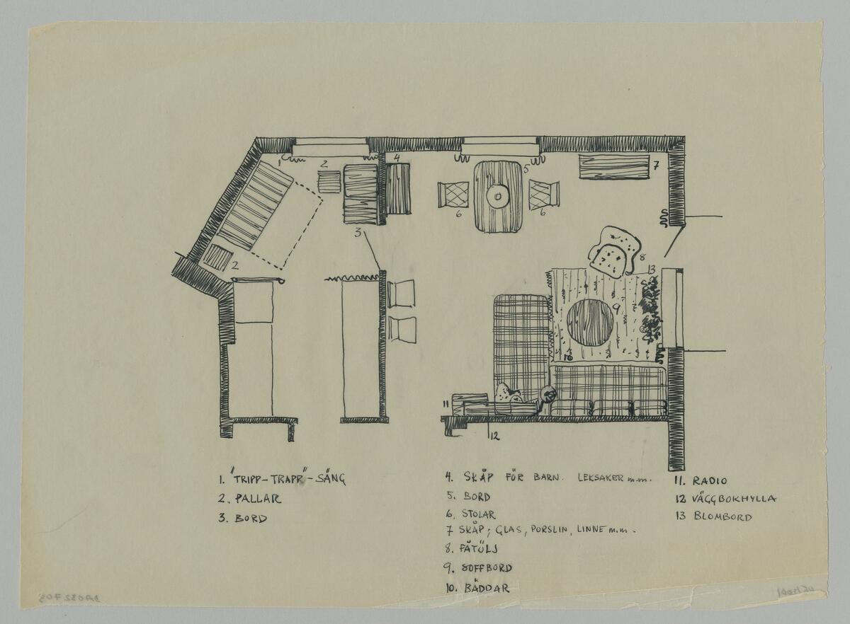 Möbleringsplan [skiss] - Designarkivet / DigitaltMuseum