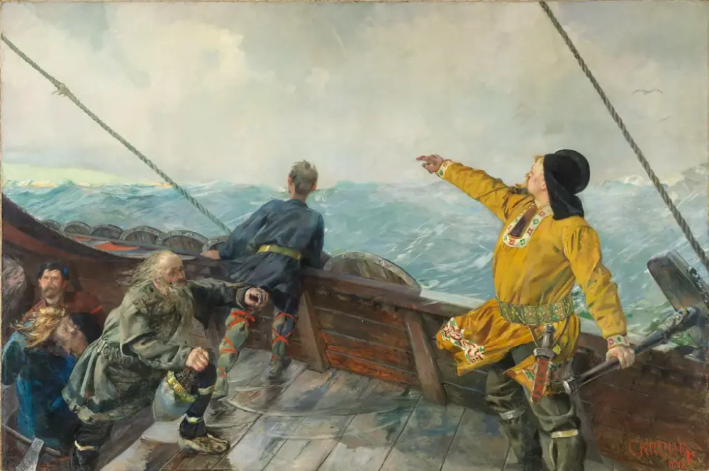 Christian Krohg: Leiv Eriksson oppdagar Amerika. Nasjonalmuseet.