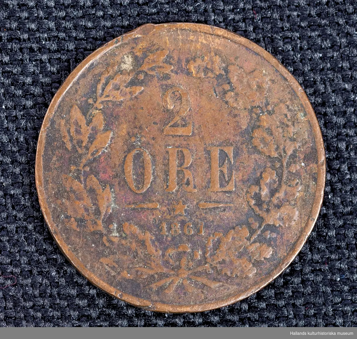 Svenskt mynt, 2 Öre, 1861. 