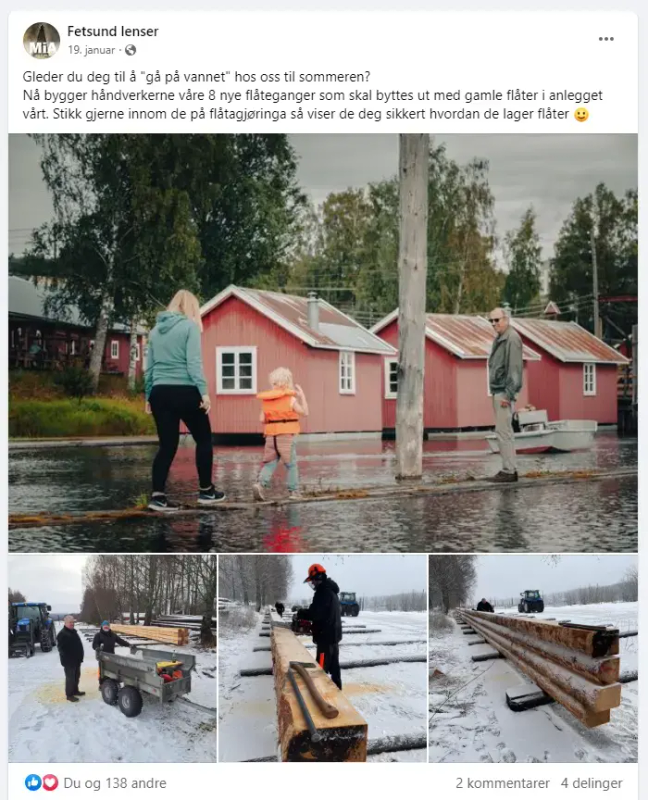 Skjerdump av Fetsund lensers Facebookpost.