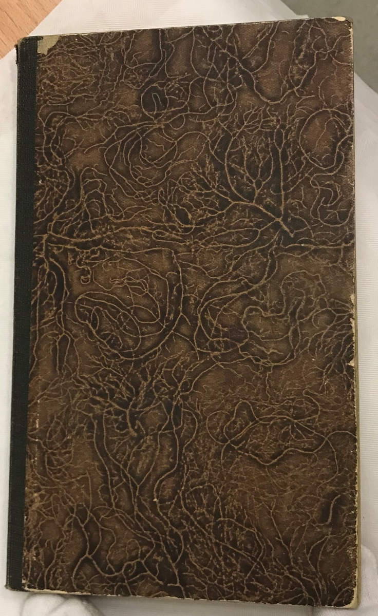 Brun skissebok med svart rygg [Tegning]