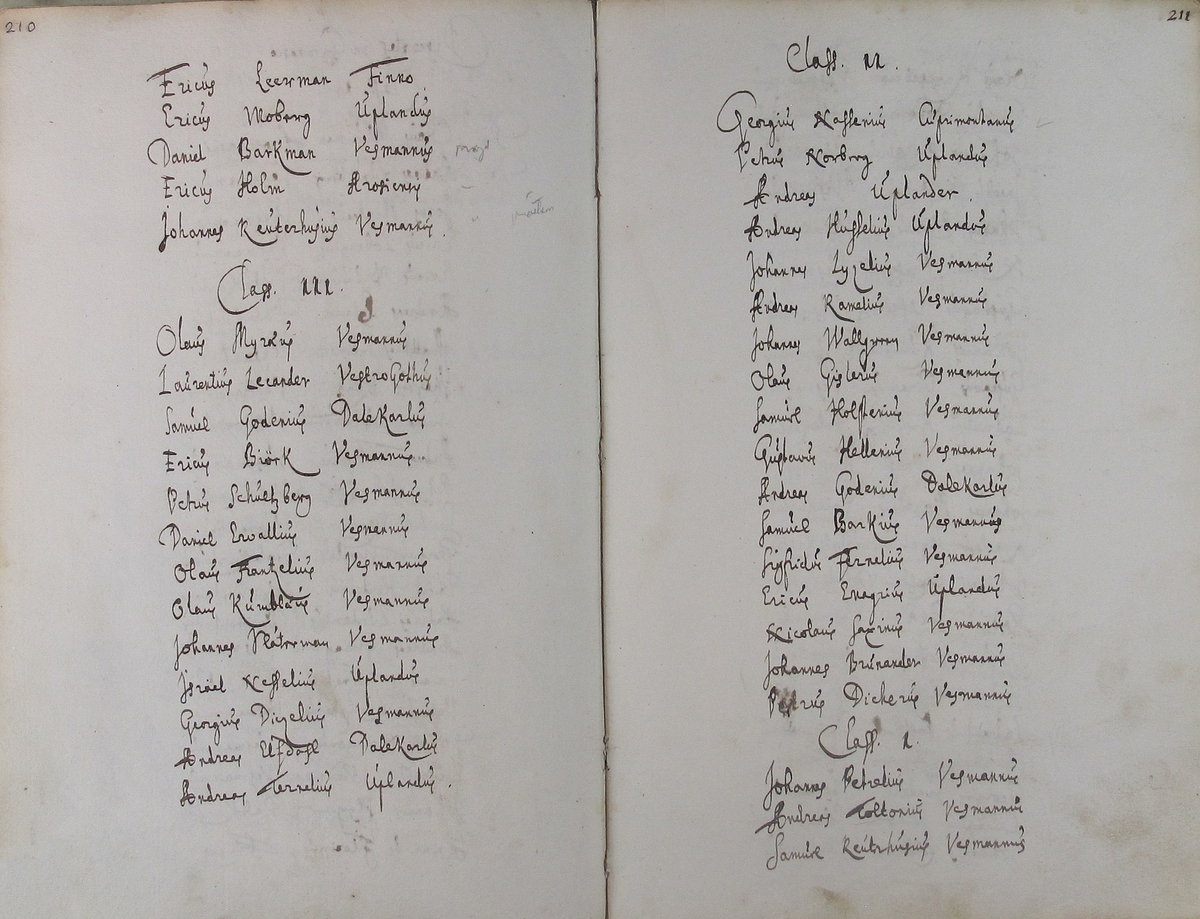 Rudbeckianska skolan i Västerås elevlängd 1680-1689.