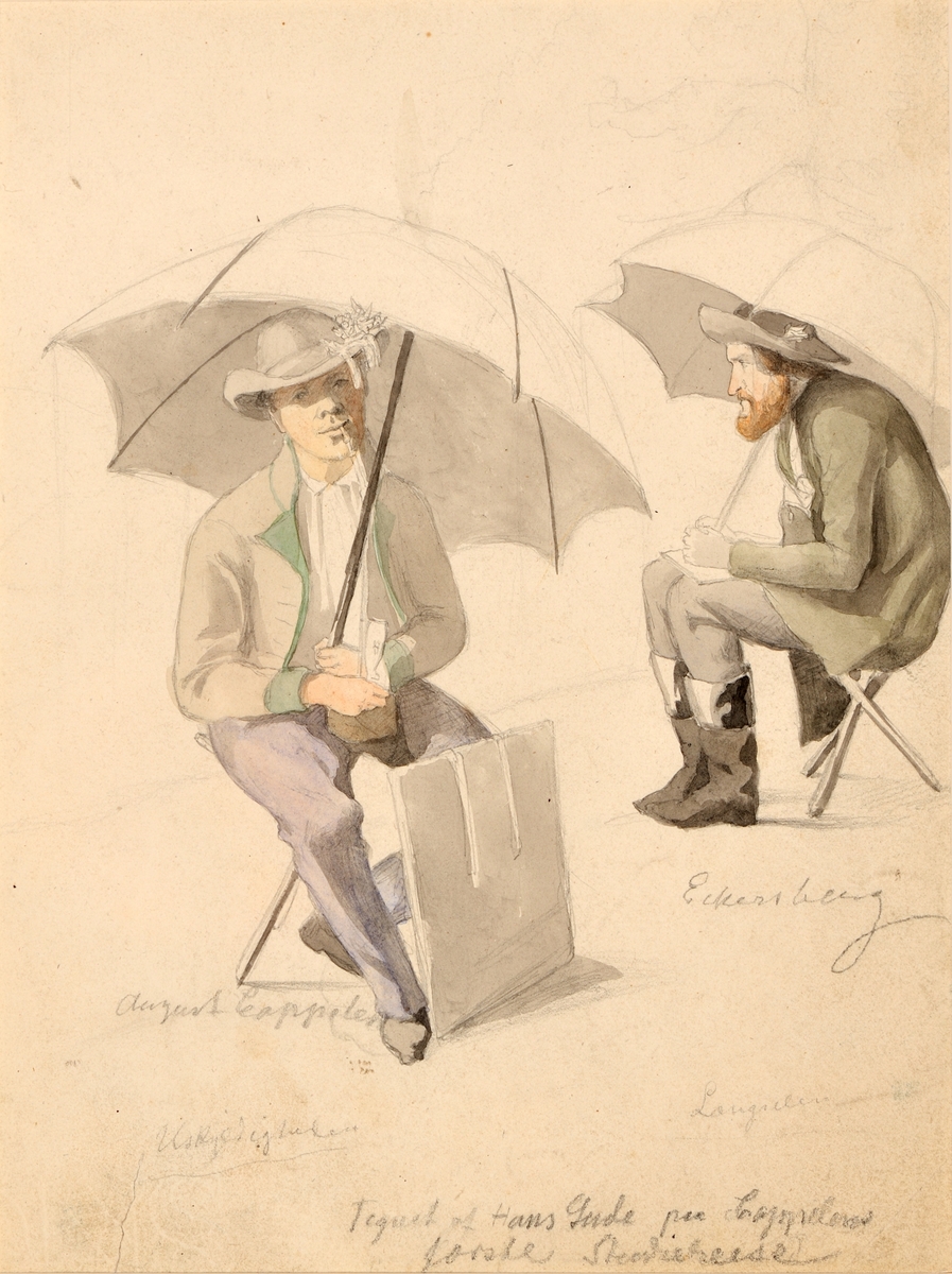 August Cappelen og Johan Fredrik Eckersberg [Tegning]